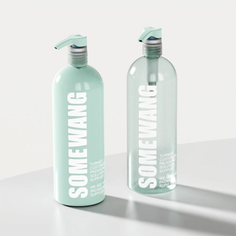 Customized 1000ml PET bottle with lotion pump for packaging solutions.