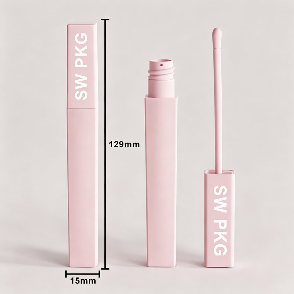 Clear 4ml luxury lip gloss container with applicator and box.