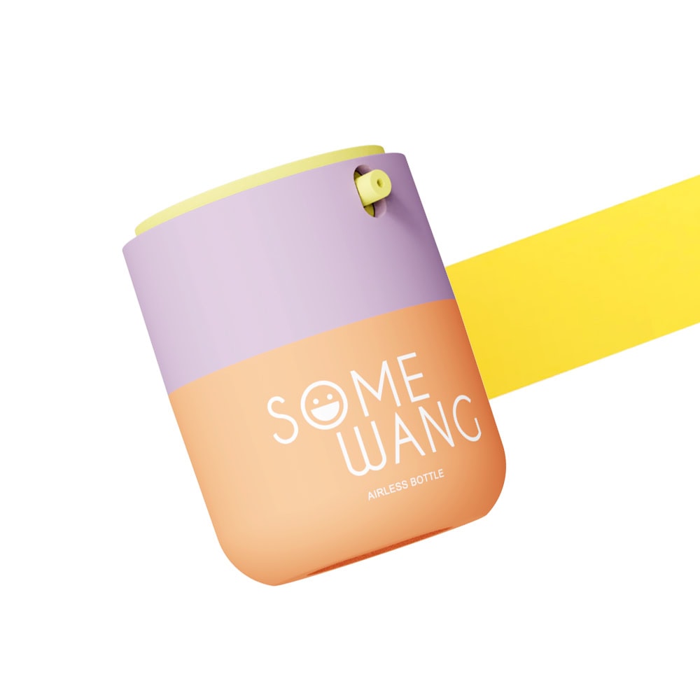 Colorful Somewang airless lotion bottle with pump for skincare packaging.