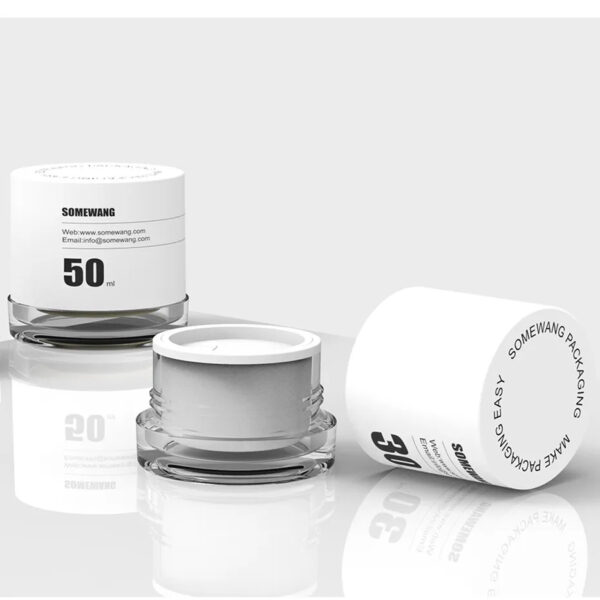 SOMEWANG Custom Body Cream Jars 50 ml White Luxury Empty Cosmetic Jars with High Lids for Skin Care - Image 2