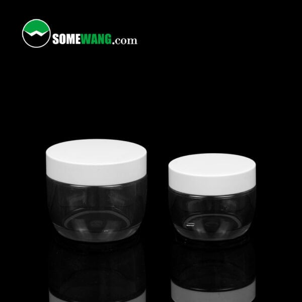 Custom printing different design thick wall empty transparency PET plastic jar eye face cream container for skin care