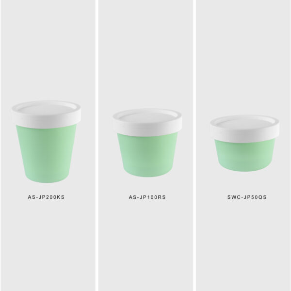 Factory Wholesale New Design PP Plastic Cosmetic  Container Green  Cream Jar with Lid - Image 2