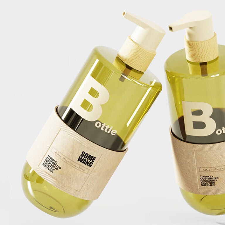 Clear view of 1000ml shampoo bottles with pump for skincare packaging.