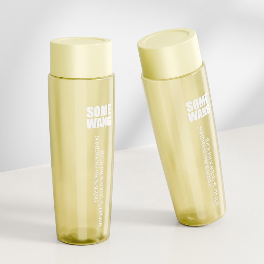 Transparent 220ML PET shampoo bottles with screw caps from Somewang Packaging.