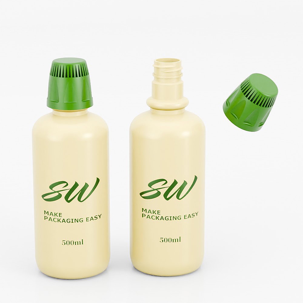 500ml PET round shoulder bottle with mouth wash cap for packaging.
