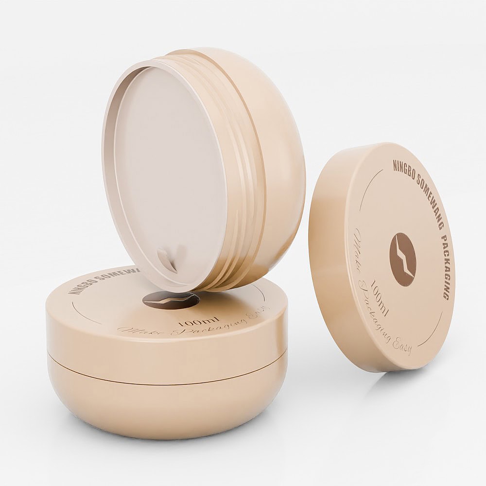 Cream-colored 100ml PP single-wall jar with lid, ideal for packaging cosmetics or skincare products.