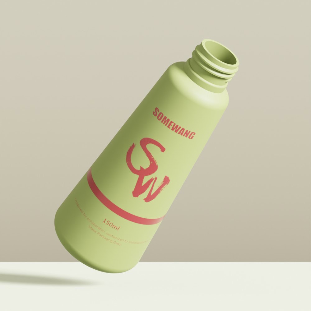 Light green 150ml PE hair care bottle with spray pump from Somewang.