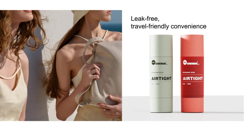 Auslaufsichere, reisefreundliche Deodorantbehälter von Somewang Packaging.