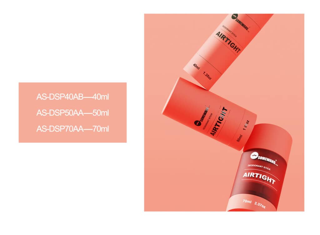Luftdichte Deodorant-Stick-Behälter in verschiedenen Größen von Somewang Packaging.