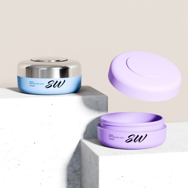 Somewang Factory Cylinder Shape 50g PP Facial Cream Jar with Screw Cap Plastic Personal Skincare Packaging Customized Logo