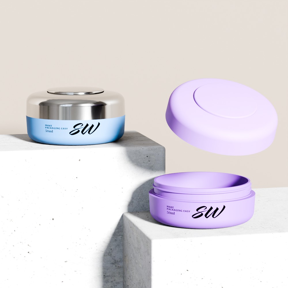 Somewang Factory Cylinder Shape 50g PP Facial Cream Jar with Screw Cap Plastic Personal Skincare Packaging Customized Logo
