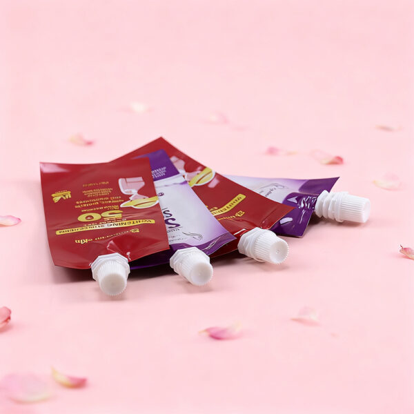 Hot Sale Easy-Take Resealable Cosmetic Bags 30ml 50ml Spout Pouch for Lotion Sunscreen Facial Cleanser Packaging Top Plastic