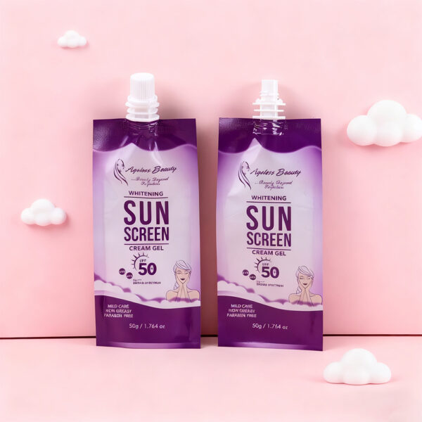 Hot Sale Easy-Take Resealable Cosmetic Bags 30ml 50ml Spout Pouch for Lotion Sunscreen Facial Cleanser Packaging Top Plastic