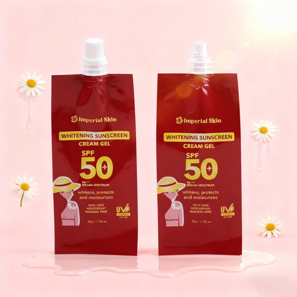 Hot Sale Easy-Take Resealable Cosmetic Bags 30ml 50ml Spout Pouch for Lotion Sunscreen Facial Cleanser Packaging Top Plastic