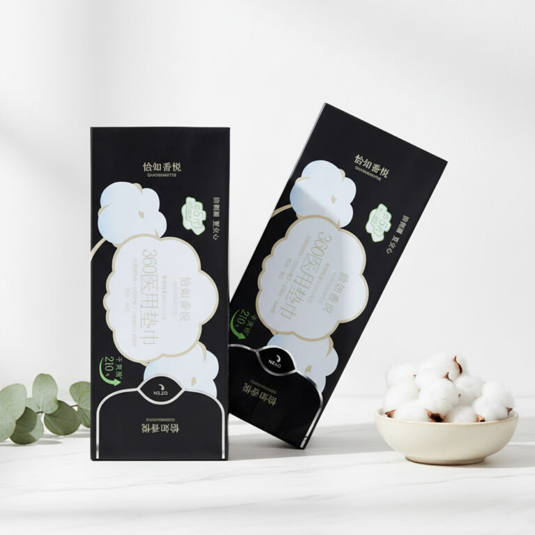 Biodegradable sanitary napkin packaging pouches by Somewang Packaging.