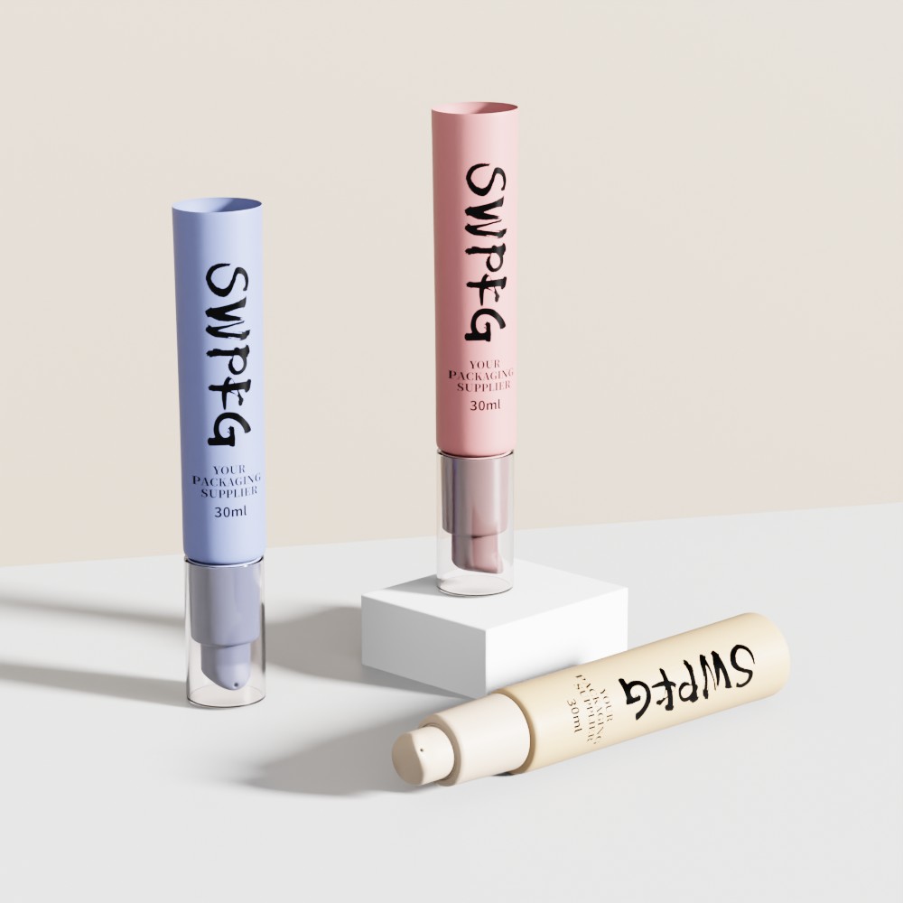 Wholesale Custom Color 25ml-75ml Tube Cosmetic Sunscreen Cream BB Cream Lotion Soft Tube with Pump Gold Stamping