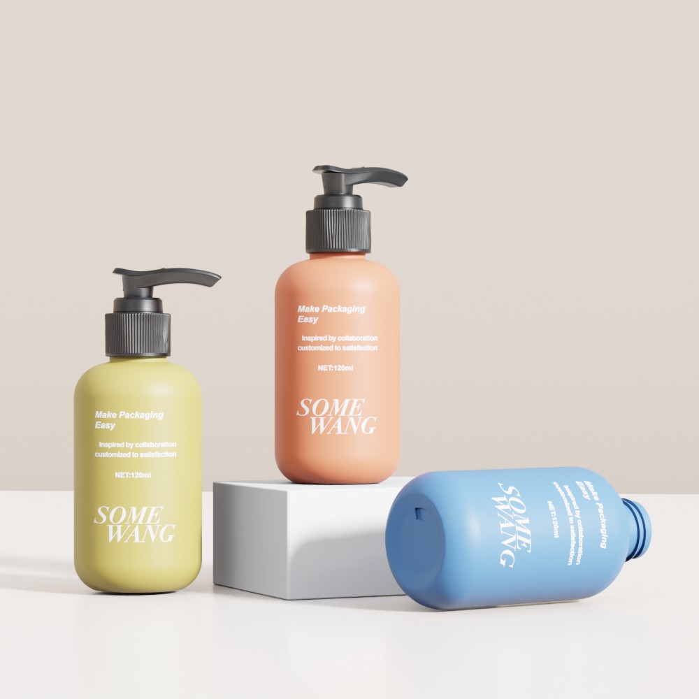 Blue Color Orange Color 120ML PE Plastic Pump bottle for Skincare Lotion