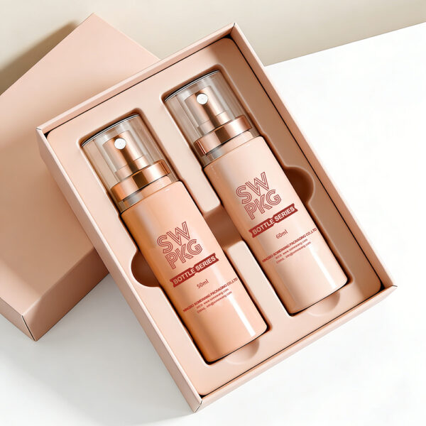 Somewang Hotselling 50ml 60ml Cylinder Shape PET Facial Toner Bottle with Snap on Pump 300ml Empty Plastic Skincare Container