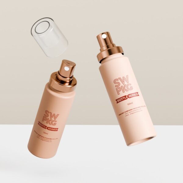 Somewang Hotselling 50ml 60ml Cylinder Shape PET Facial Toner Bottle with Snap on Pump 300ml Empty Plastic Skincare Container