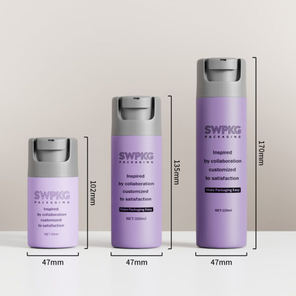 50ml 100ml 150ml  PP Plastic Lotion Cream Airless Bottle for Cosmetic Packaging