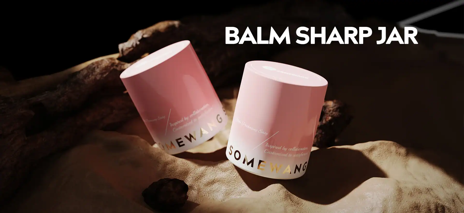 Elegant pink balm sharp jars for skincare packaging by Somewang Packaging.