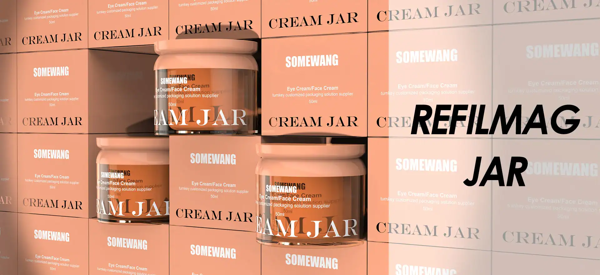 High-quality cream jar packaging designed by Somewang, ideal for cosmetics and refill magazines, ens.