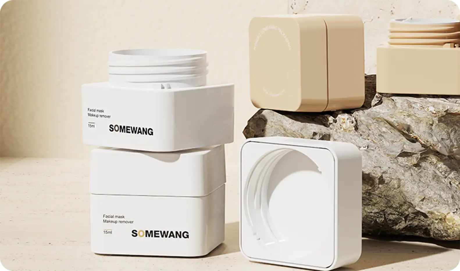 Packaging containers and boxes from Somewang Packaging for product storage.