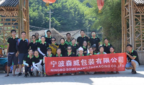 Ningbo Somewang Packaging team group photo outdoors.