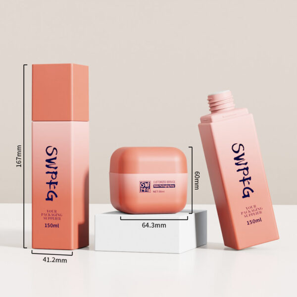 Somewang Square Shape Skincare Bottle Set with 150ml Bottle and 50g Jar