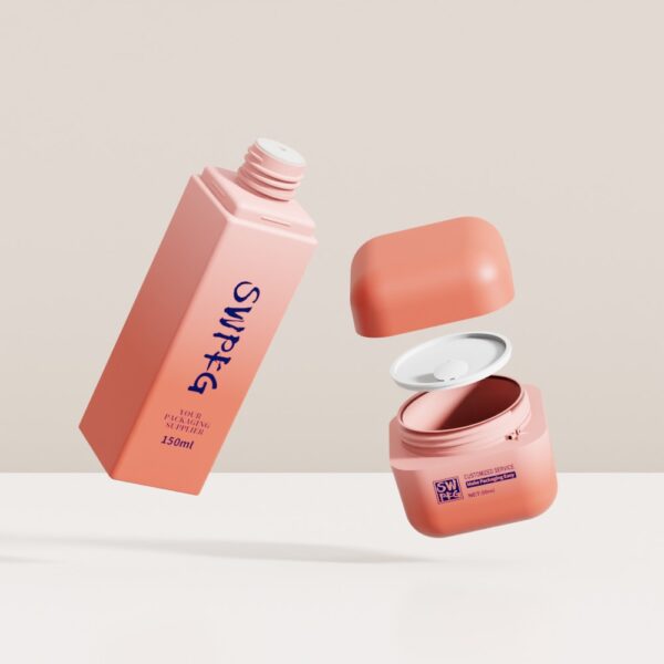 Somewang Square Shape Skincare Bottle Set with 150ml Bottle and 50g Jar