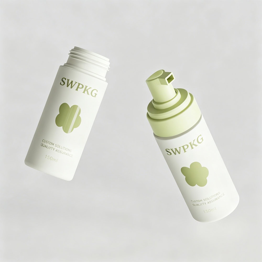 150ml HDPE foam bottle for face clean with custom design by Somewang Packaging.