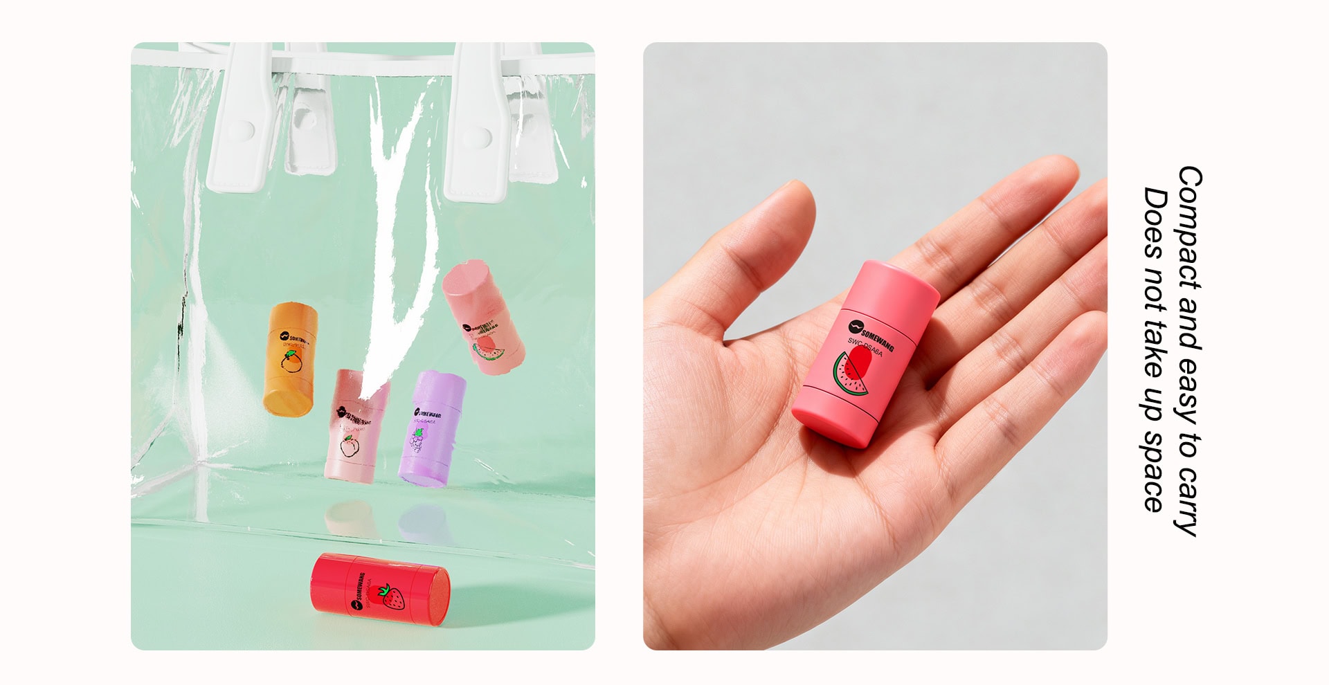 Colorful lip balm containers by Somewang Packaging for cosmetics.