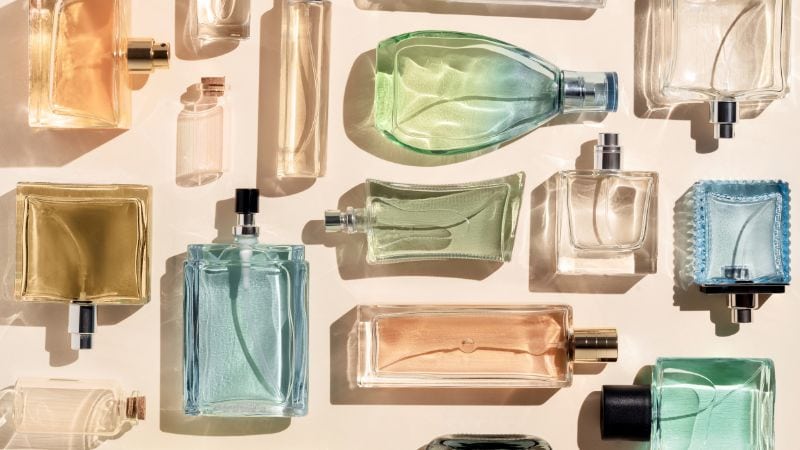 Assorted glass bottles for packaging and cosmetic use from Somewang Packaging.