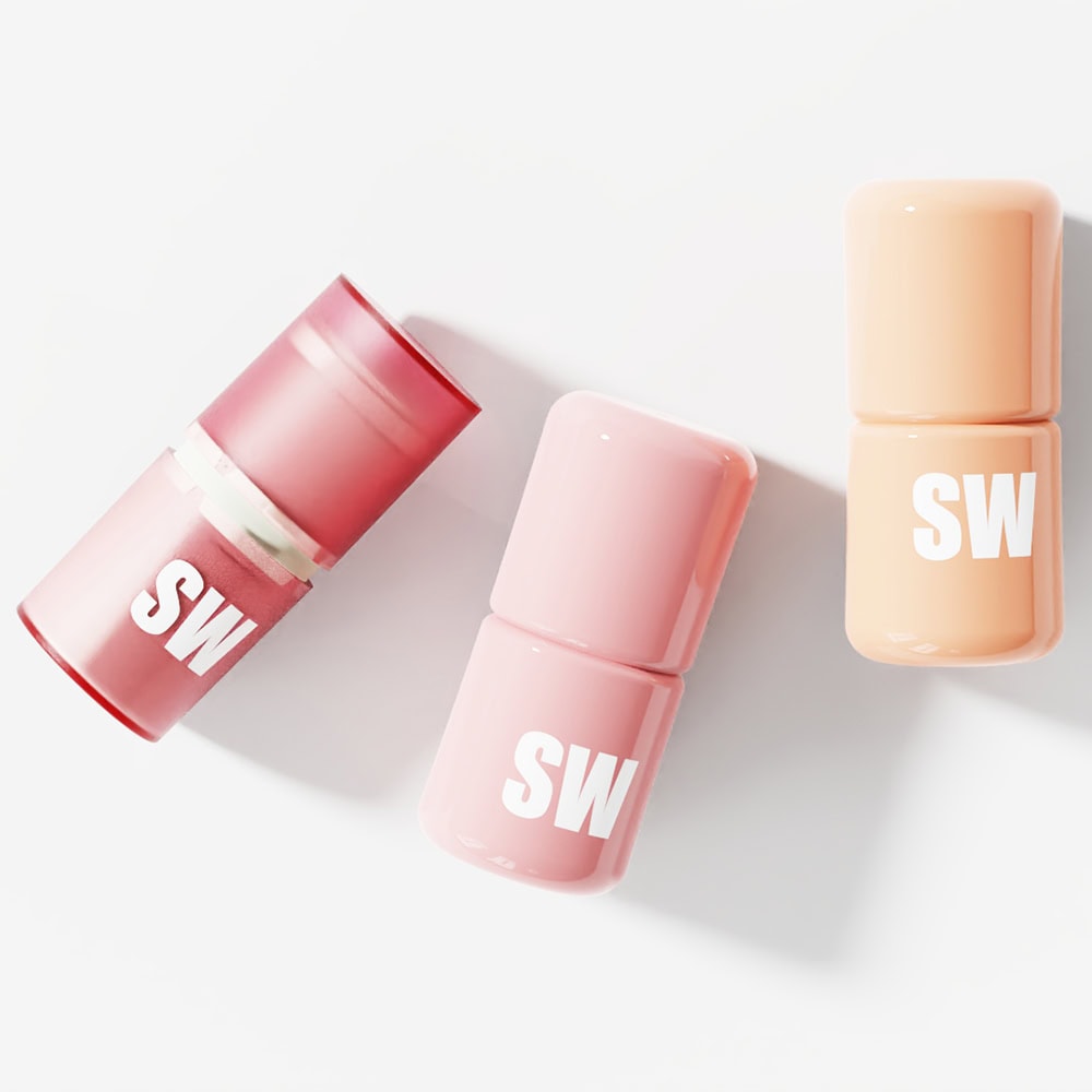 Three pastel-colored deodorant stick containers with 'SW' logo on a white background.