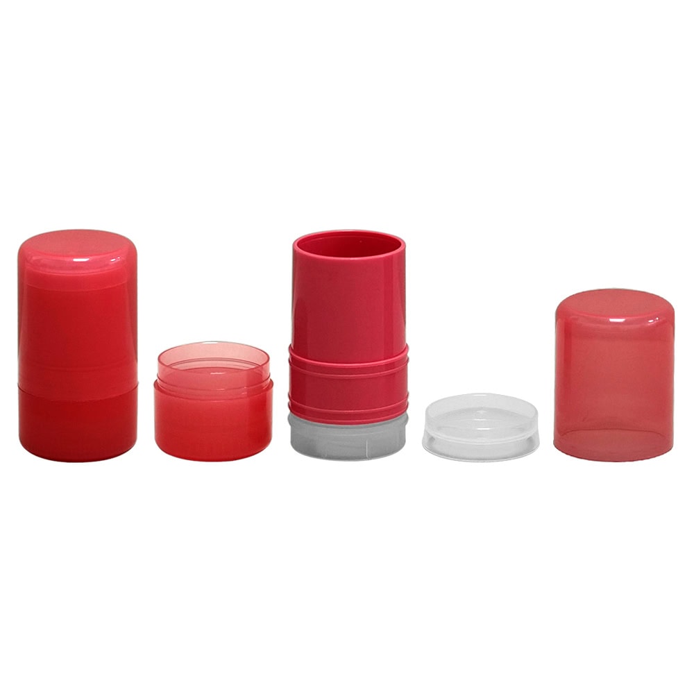 Red and white bottom-filled 30g PP deodorant stick packaging for cosmetics.