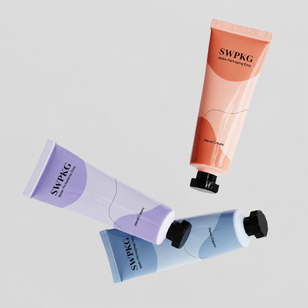 Colorful 20ml aluminum tubes for skincare products like hand cream and sunscreen.