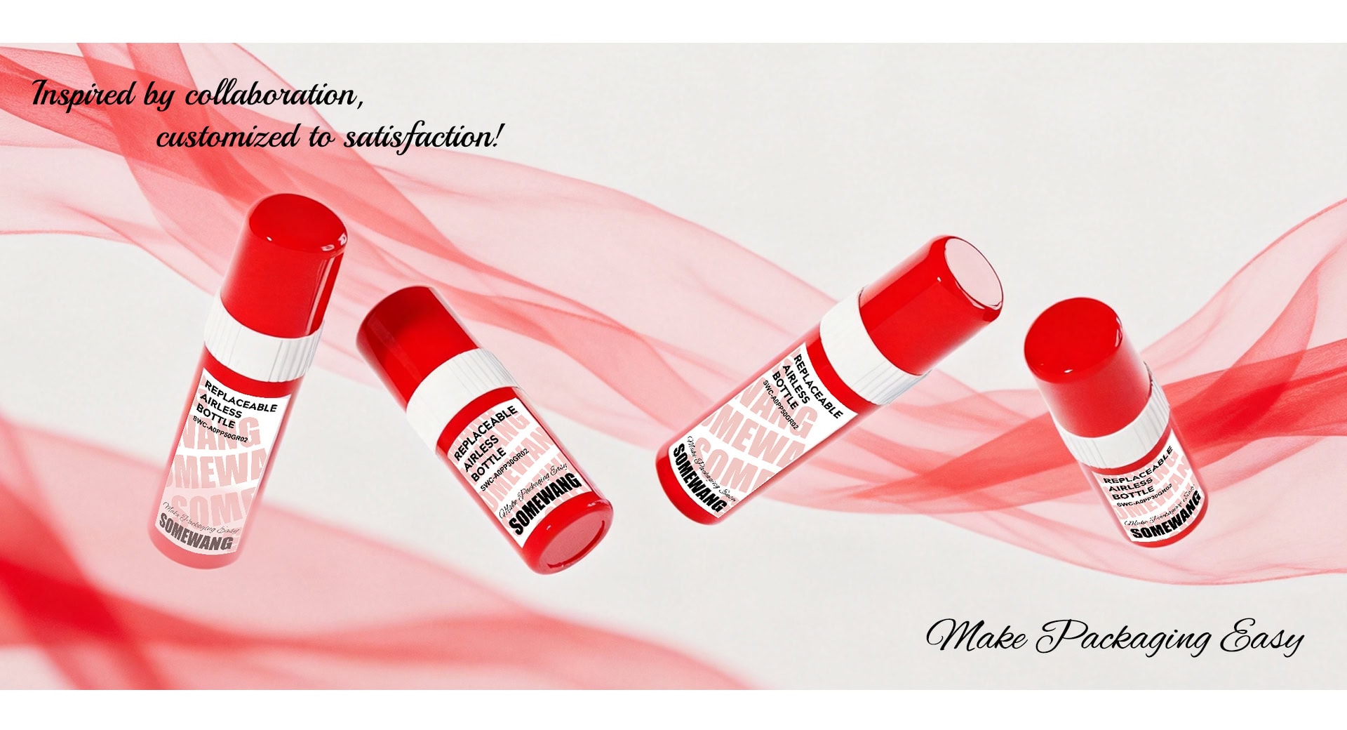 Red and white lip balm tubes with barcode labels on a white background.